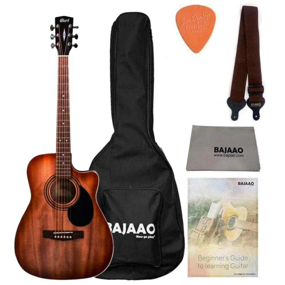 Cort AF500C Standard Series Open Pore Cutaway Acoustic Guitar with Gigbag, Tuner, Strap, Picks, Polishing Cloth & Ebook - Image 5