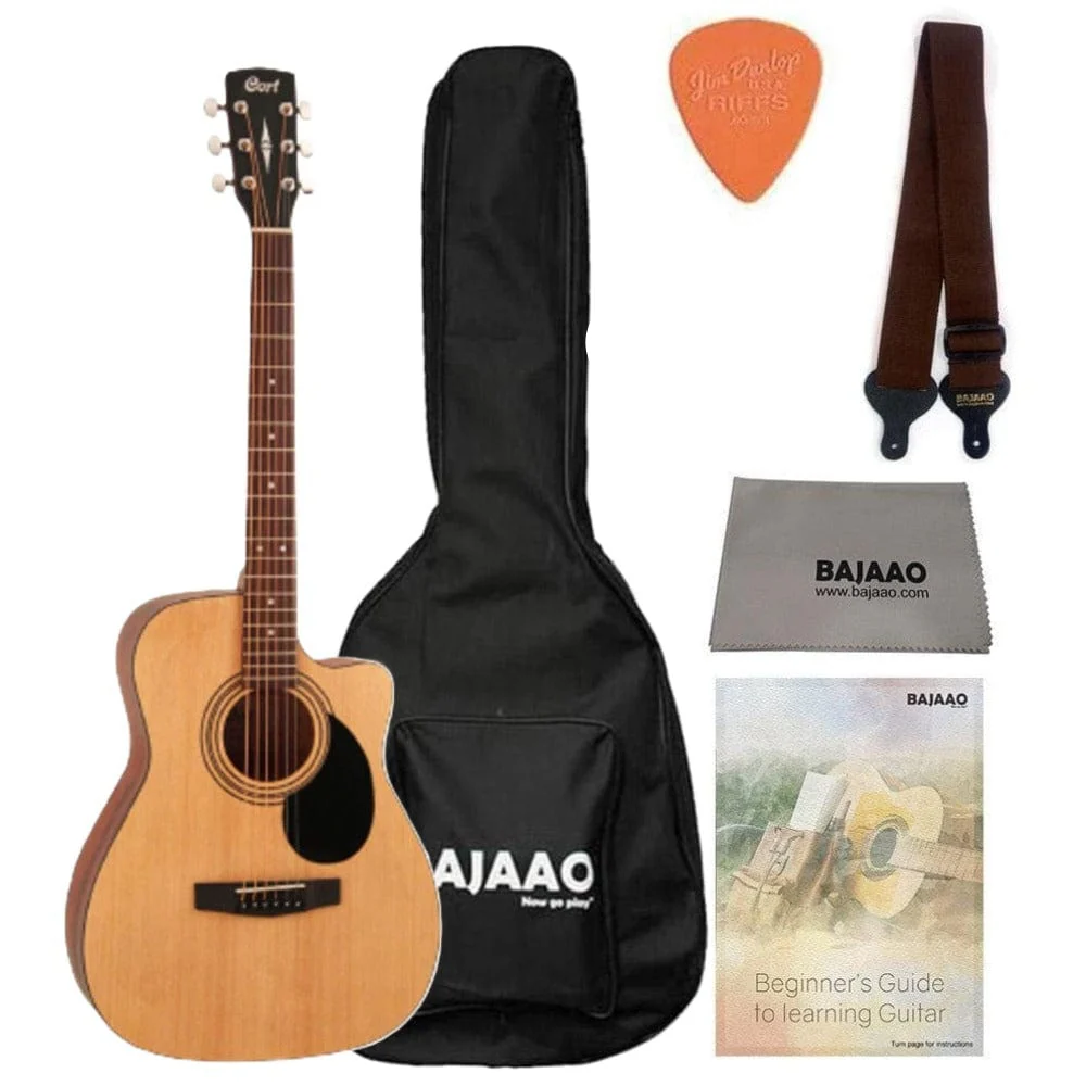 Cort AF500C Standard Series Open Pore Cutaway Acoustic Guitar with Gigbag, Tuner, Strap, Picks, Polishing Cloth & Ebook - Image 7