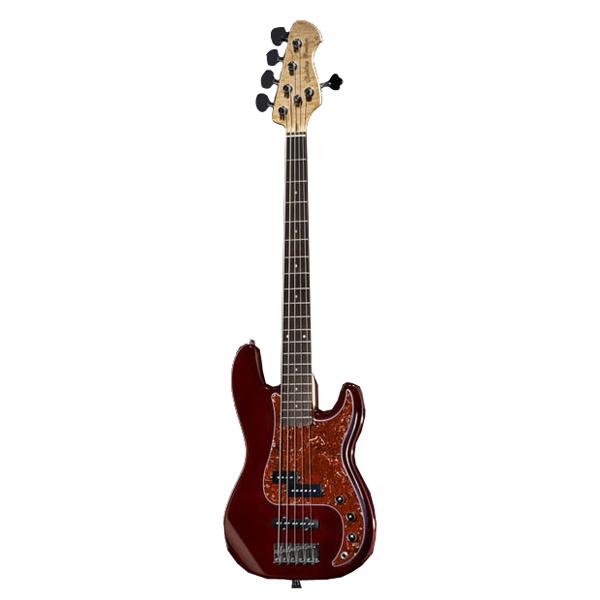 Harley Benton PJ-5 Deluxe Series 5-Strings Electric Bass Guitar - Hot Rod Trans Red