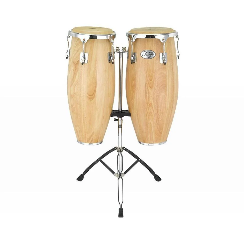 Natal NGU1011 10 & 11 Inch Fuego Natural Wood Congas With Stand - Image 3