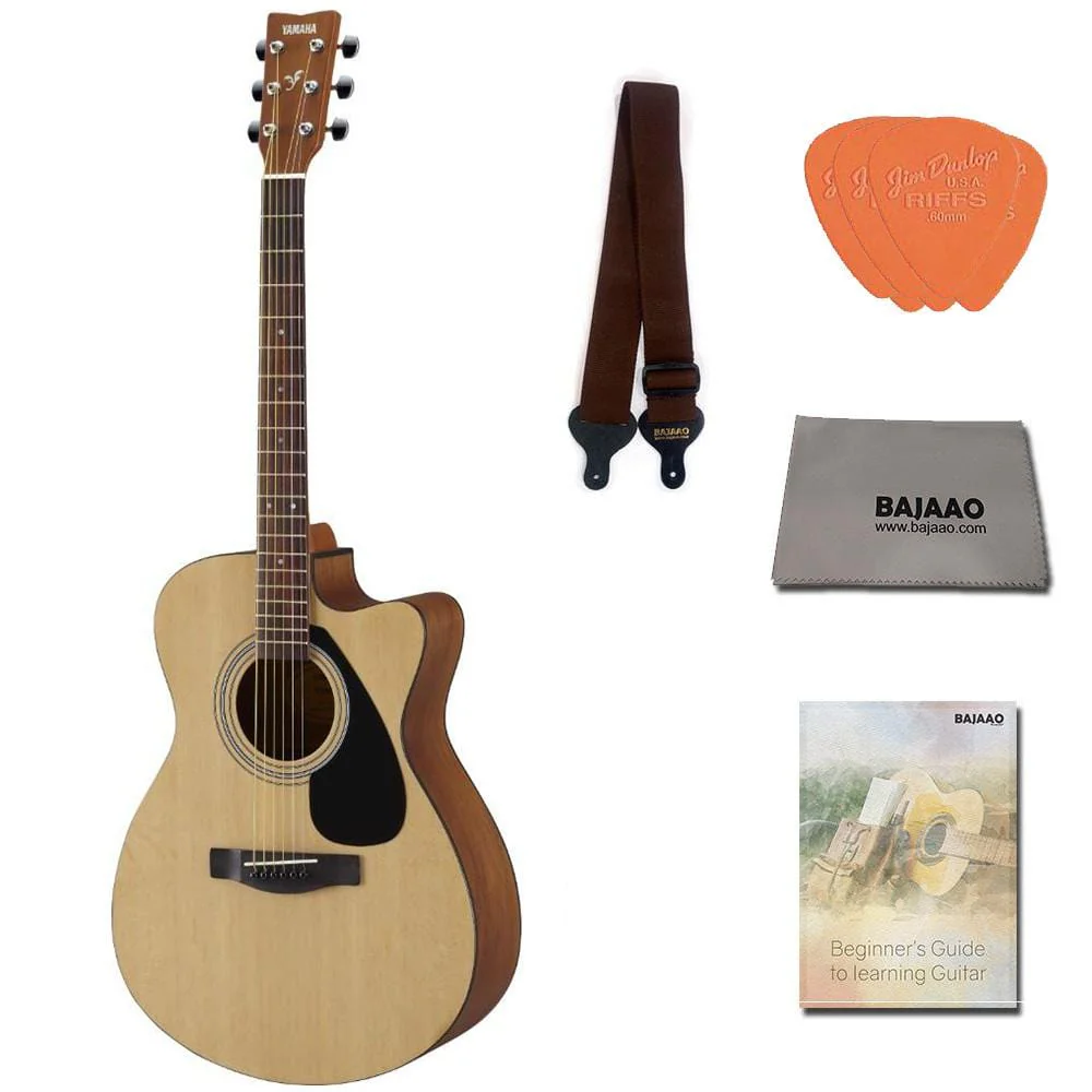Yamaha FS80C Concert Cutaway Acoustic Guitar with Strap, Picks & Ebook