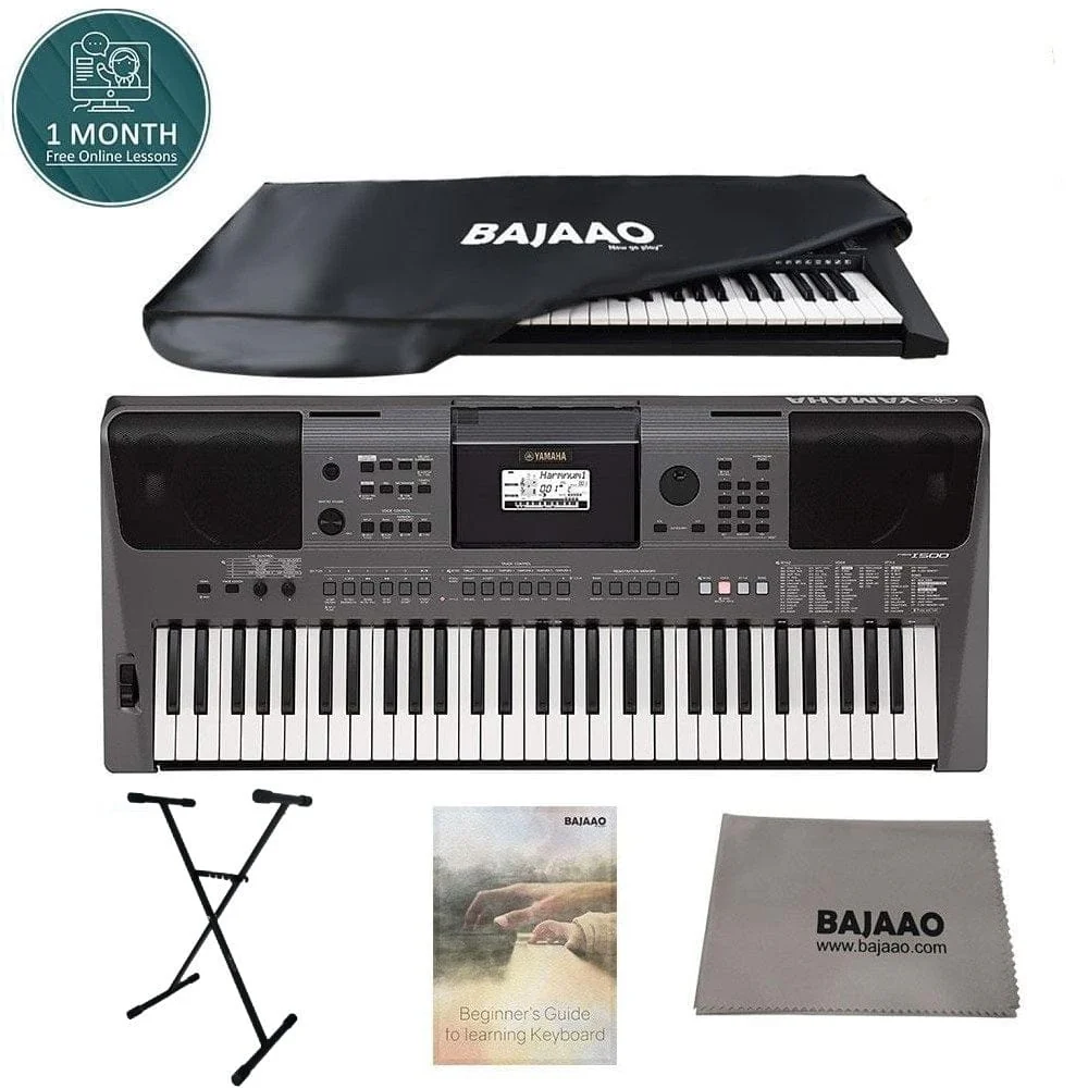 Yamaha PSR I500 61-Key Portable Keyboard with Polishing Cloth, Dust Cover, Online Lessons, Stand & Ebook - Image 2